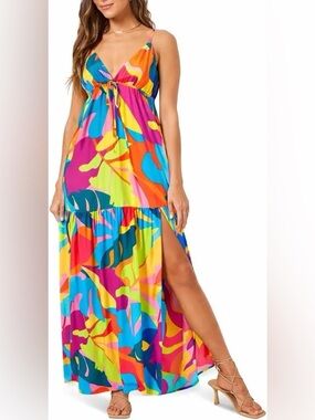 lspace soller halter tiered maxi dress l*space | Dresses | S Cream type:Earrings